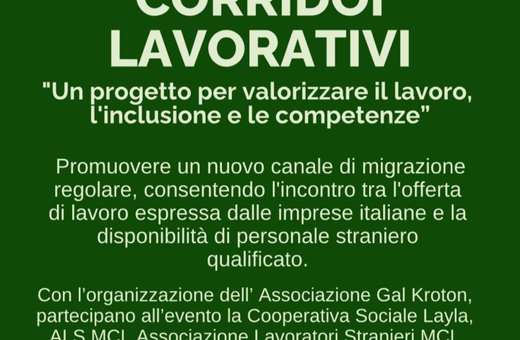 CORRIDOI LAVORATIVI – Un progetto per valorizzare il lavoro, l’inclusione e le competenze