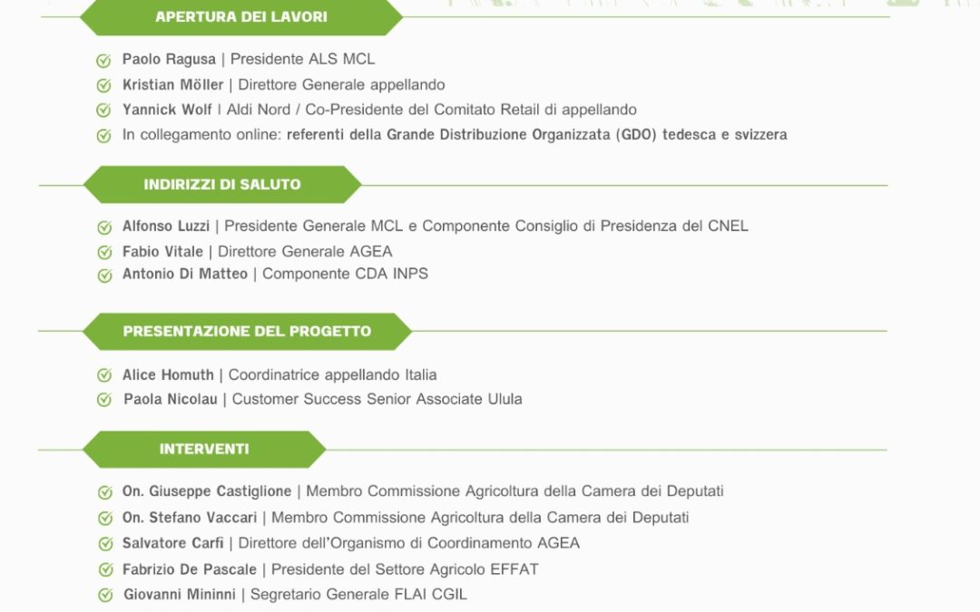 AGROALIMENTARE: DOMANI LA PRESENTAZIONE DI APPELLANDO A SOSTENGNO DELLA GRANDE DISTRIBUZIONE ITALIANA IN GERMANIA