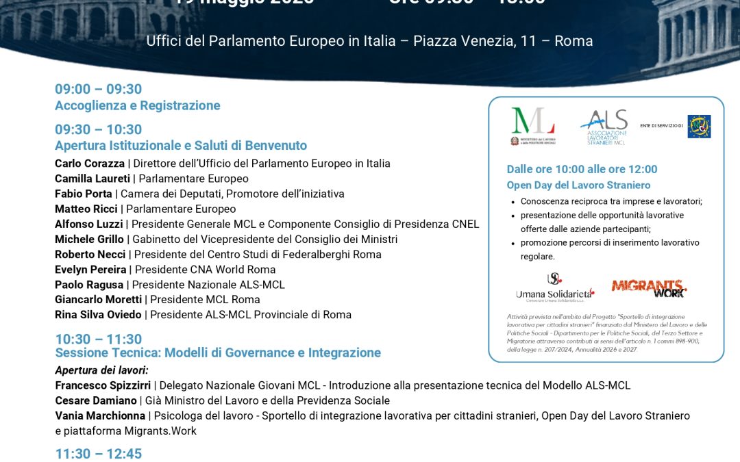 ll futuro dell’integrazione lavorativa e della cooperazione internazionale passa da Roma