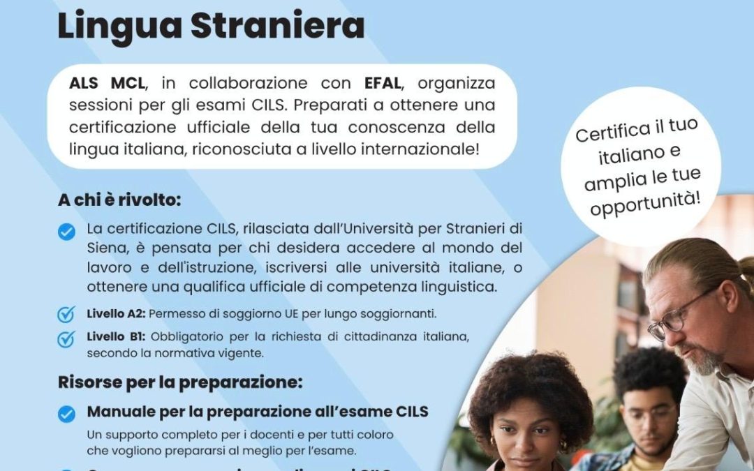 Certificazione della lingua italiana: ALS MCL apre le iscrizioni agli esami CILS 2026